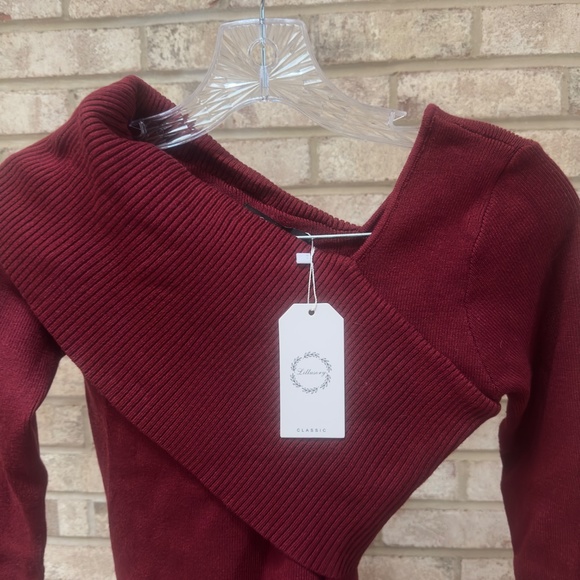 NEW Lillusory Red Off The Shoulder Sweater Dress.- Misses Small - Picture 2 of 4
